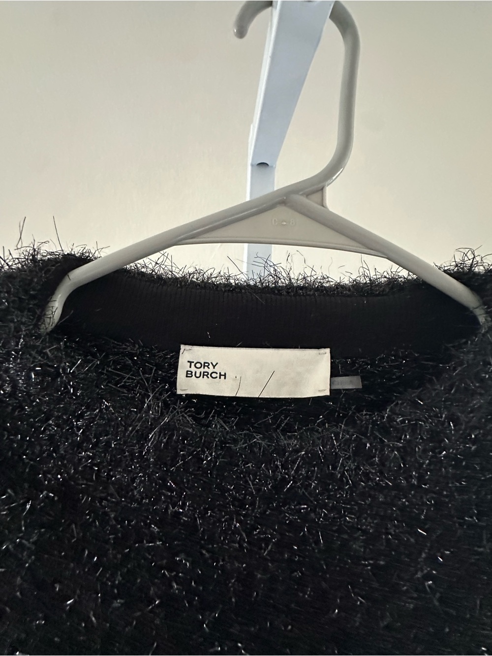 Tory Burch Black Fuzzy Crewneck Sweater - Picture 3 of 11